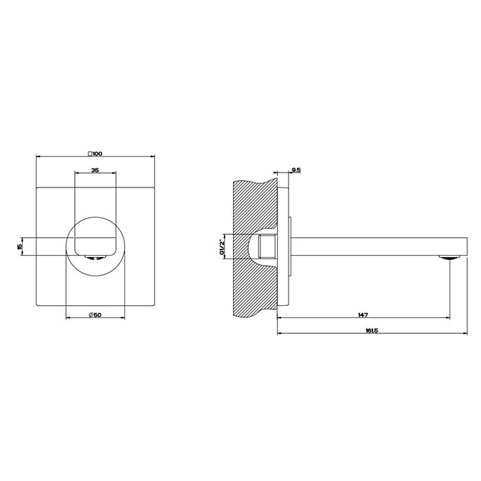 Gessi Emporio Via manzoni Настенный излив короткий, комбинируемый с удаленным управлением, цвет: Black XL