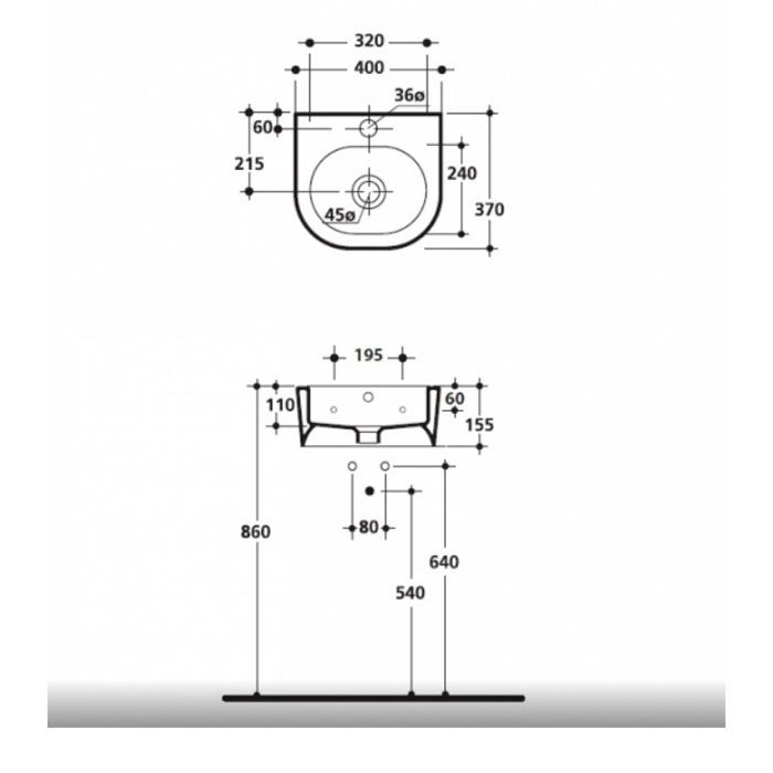 Kerasan Flo Раковина 40*37см с 1 отв. под смеситель, цвет белый