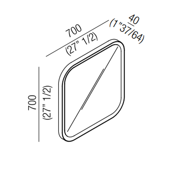 Agape Memory Квадратное зеркало c рамкой, и внутренней LED подсветкой, цвет: белый