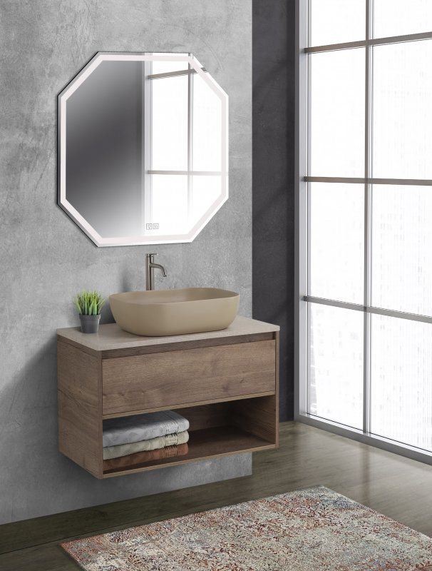Мебель для ванной комнаты BELBAGNO KRAFT-800 с одним выкатным ящиком и одной открытой полкой, артикул KEP-80-MCO