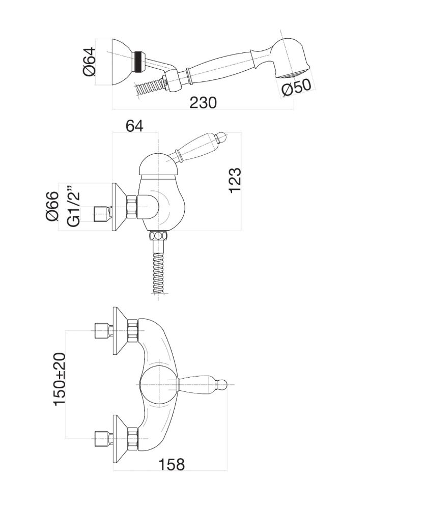 Смеситель для душа Fiore IMPERIAL 83CO5127, хром/золото