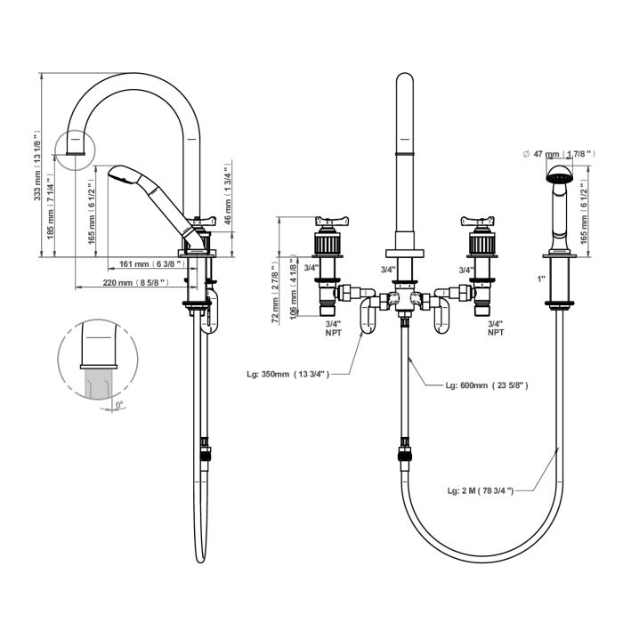 THG HAMPTONS Смеситель для установки на борт ванны на 4 отверстия, с изливом и ручным душем, цвет золото THG HAMPTONS Смеситель для установки на борт ванны на 4 отверстия, с изливом и ручным душем, цвет золото