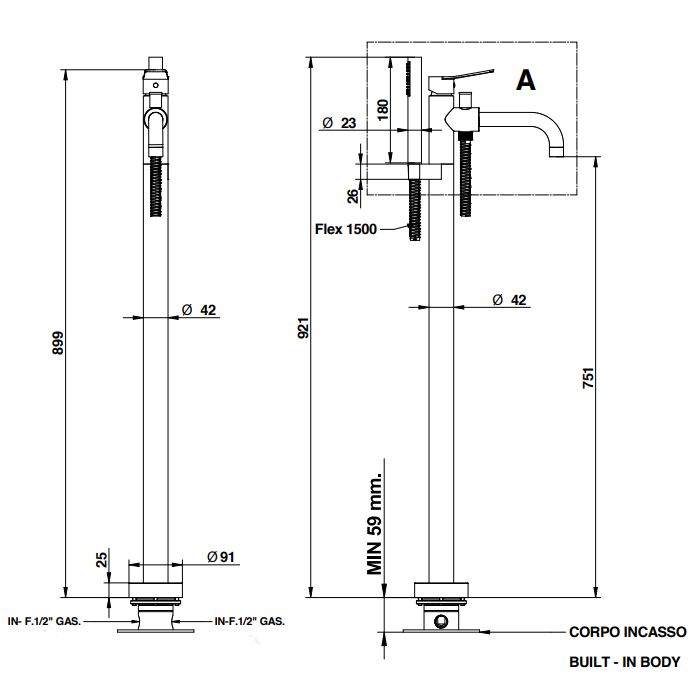 Bongio Внутренняя часть для монтажа напольного смесителя