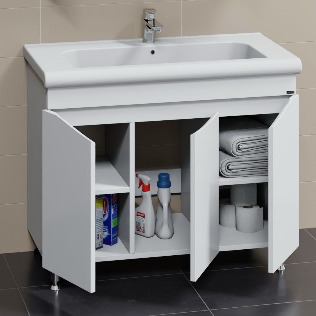 Тумба для умывальника напольная "Сатурн 105" 3 дв.( ум. Леонардо 105)