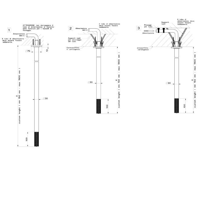GESSI INCISO Излив потолочный для удаленного управления, длина под заказ(150-1900мм), цвет: золото