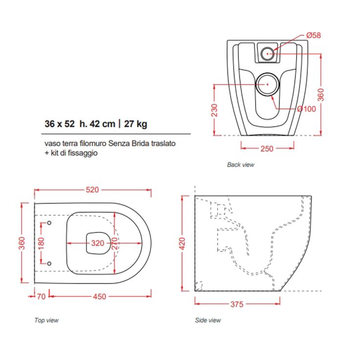 Artceram MONET Унитаз напольный приставной Rimless 36х52 см, цвет белый глянцевый