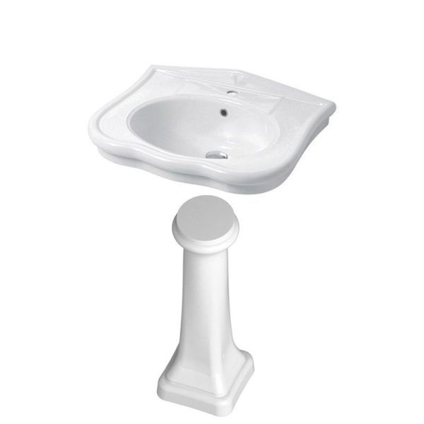 DС Paolina, раковина 71х54хh27,5 см, c 1 отверстием и пьедесталом, цвет белый глянцевый