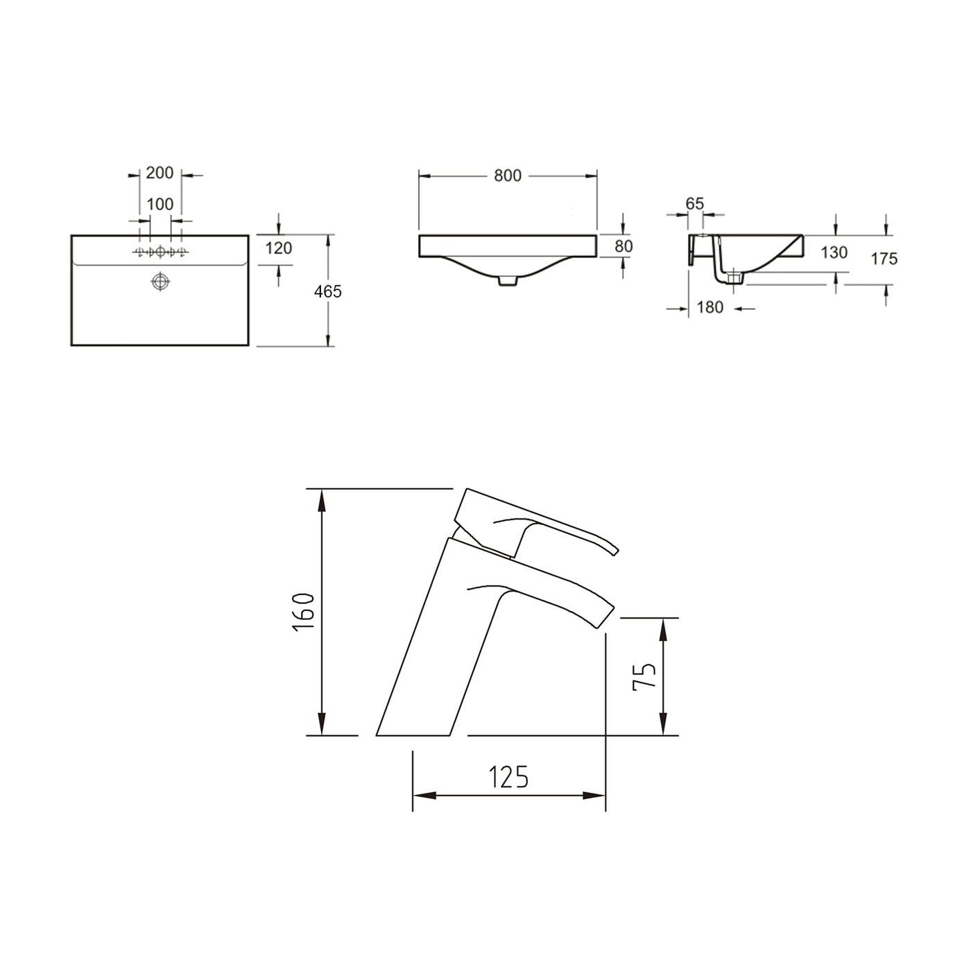 Комплект 2 в 1 Lavinia Boho Bathroom Sink 21510325, врезная фарфоровая раковина 80 см, смеситель
