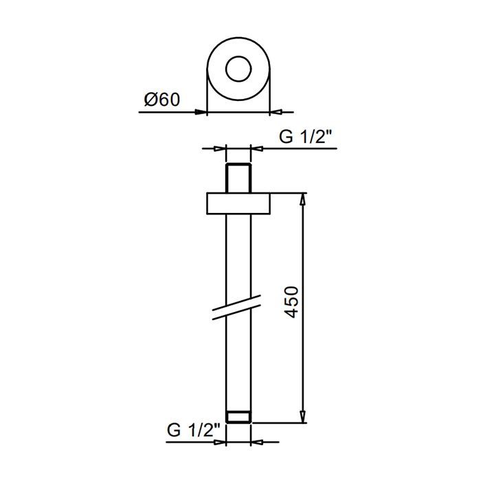 FANTINI Держатель верхнего душа 450 мм., потолочный монтаж, цвет хром