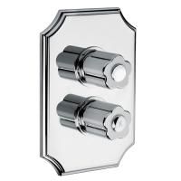 Bongio Fleur Blanc Встраиваемый термостатический смеситель (2 источника), цвет хром/белый фарфор(со встраиваемой частью 09728)