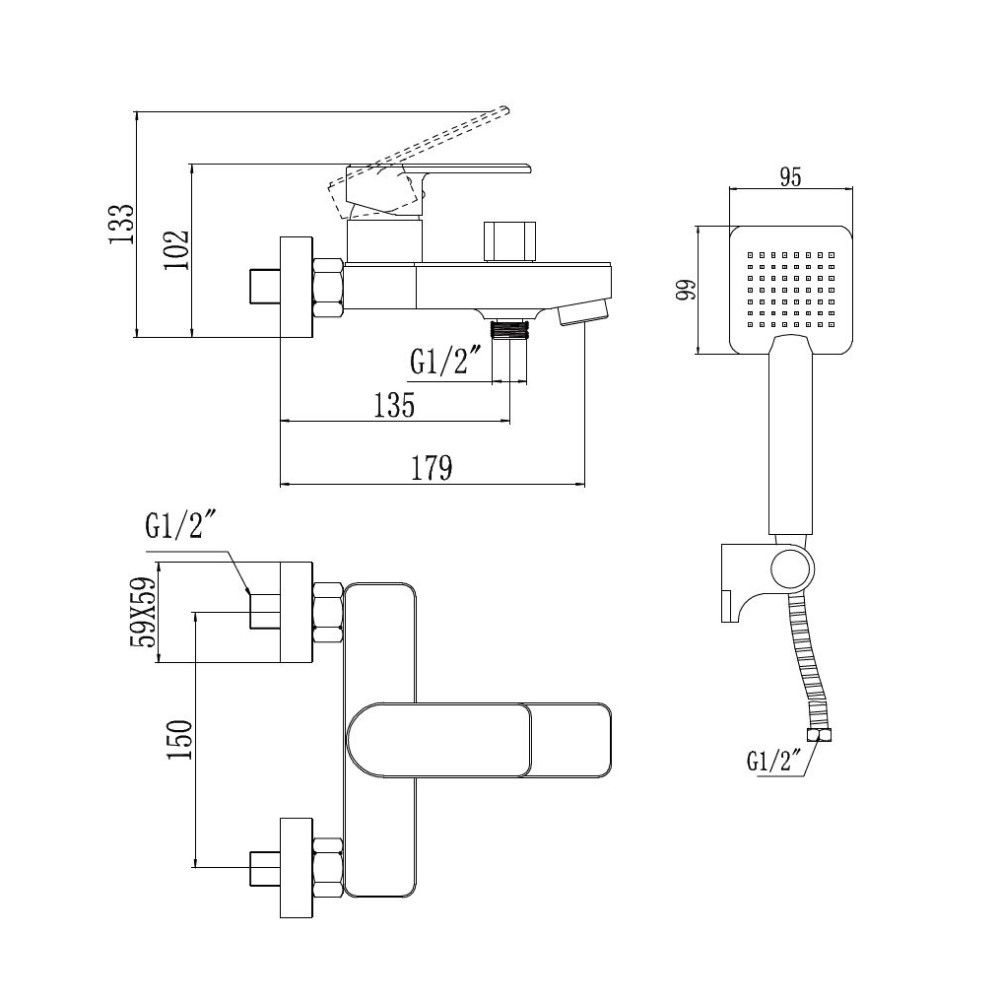 Смеситель для ванны Savol S-600703K, хром, артикул S-600703K
