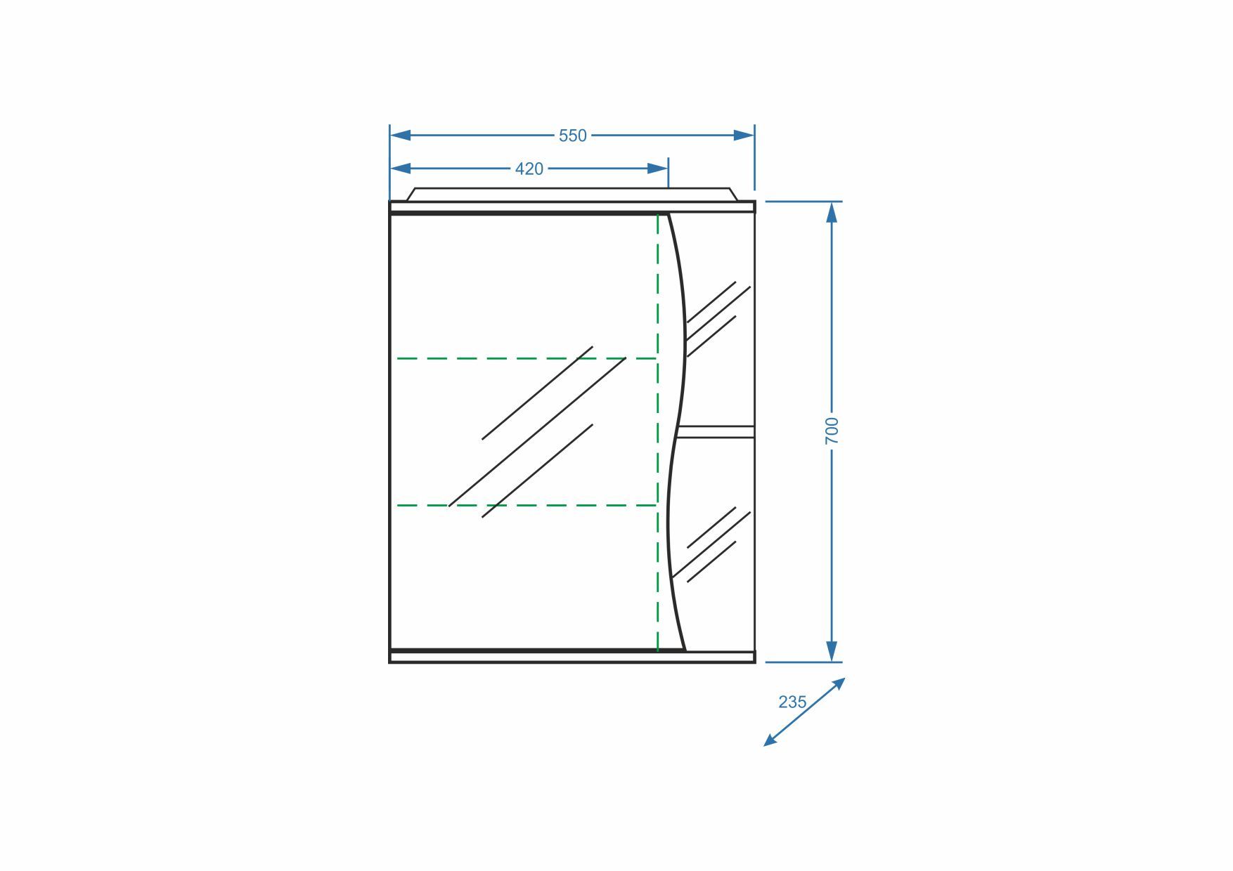 Зеркало-шкаф "Верея 55/С", левое