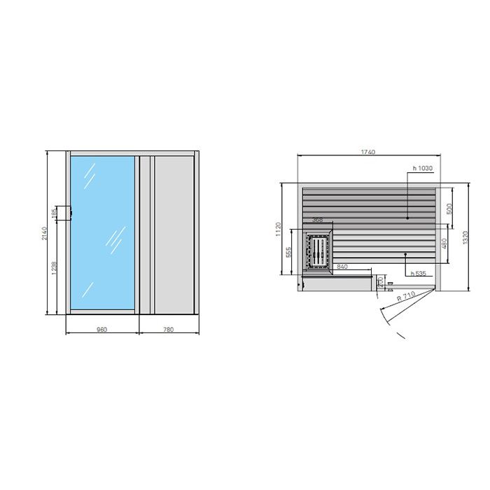 Effegibi Yoku S Door Био-Сауна 174x132h214см, SX, цвет: черный орех