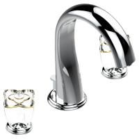 THG PETALE DE CRISTAL CLAIR LISERE DORE Смеситель для раковины на 3 отверстия, с донным клапаном, цвет хром THG PETALE DE CRISTAL CLAIR LISERE DORE Смеситель для раковины на 3 отверстия, с донным клапаном, цвет хром