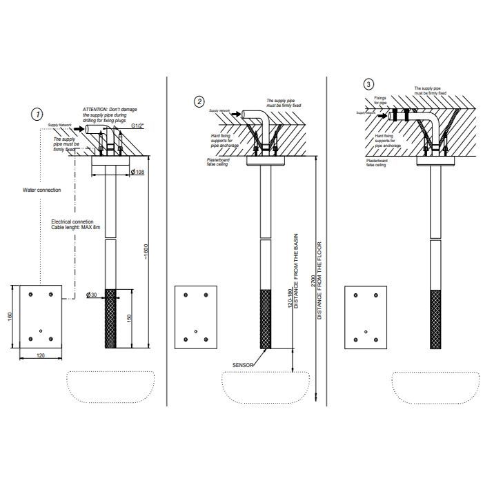GESSI 316 INTRECCIO Смеситель для раковины потолочный, электронный, внешняя часть, цвет Steel Brushed
