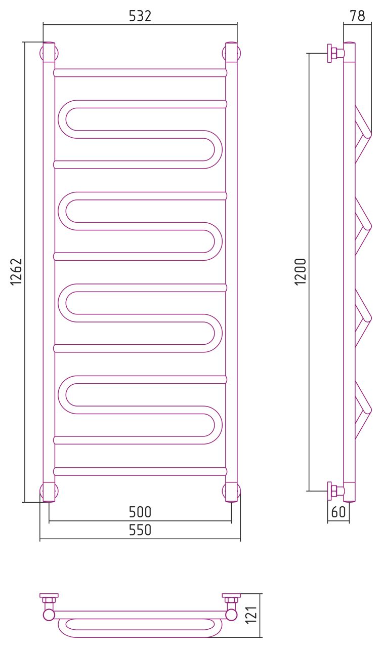 Полотенцесушитель водяной "ЭЛЕГИЯ+" 1200х500 (БЕЛЫЙ) Полотенцесушитель водяной "ЭЛЕГИЯ+" 1200х500 (БЕЛЫЙ)