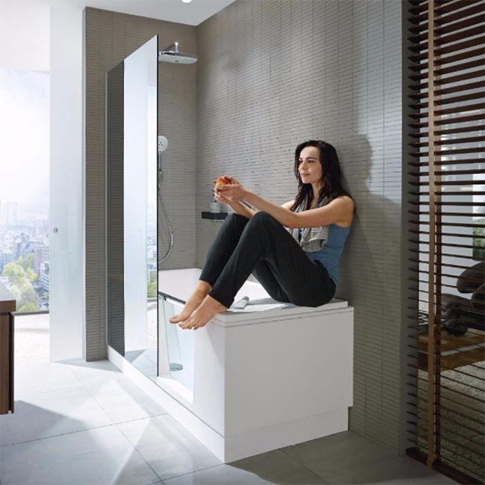 DURAVIT Shower + Bath Bathtub Ванна 1700х750хh2105 мм, с входной дверью и душевой шторкой, SX - левосторонняя, цвет: белый (без слива-перелива)