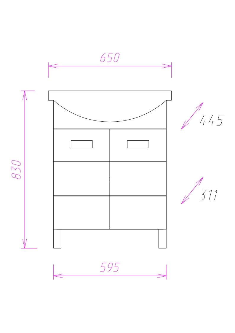 Тумба Onika Балтика 65 напольная, белая (ум. Балтика 65/ум. Элеганс 65)
