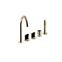 Fantini Venezia Смеситель на борт ванны, 5 отв., с ручн душем, излив 175мм, цвет: Matt British Gold PVD