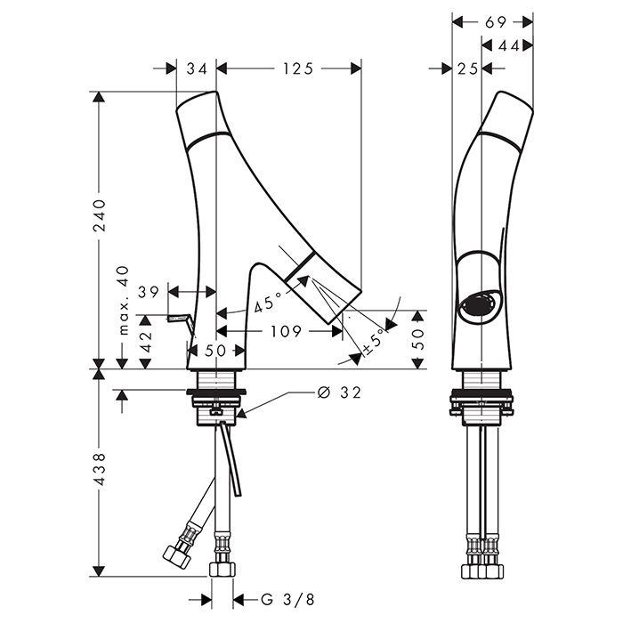 AX Starck Organic Смеситель для раковины 50, цвет шлифованная медь