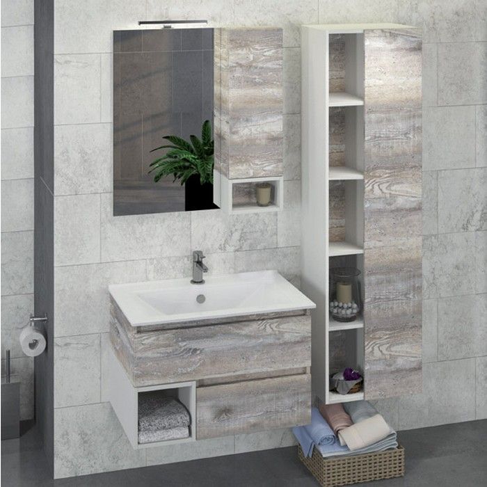 Зеркальный шкаф Comforty Турин 75 4144198 Дуб бежевый, артикул 4144198