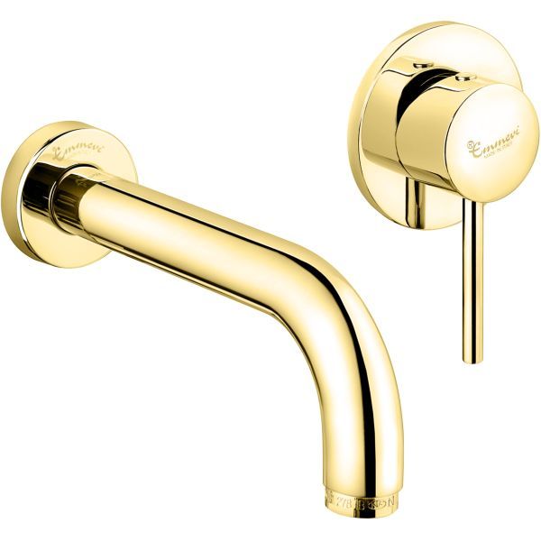 Emmevi Piper, встраиваемый в стену однорычажный смеситель для раковины, без донного клапана, цвет золото