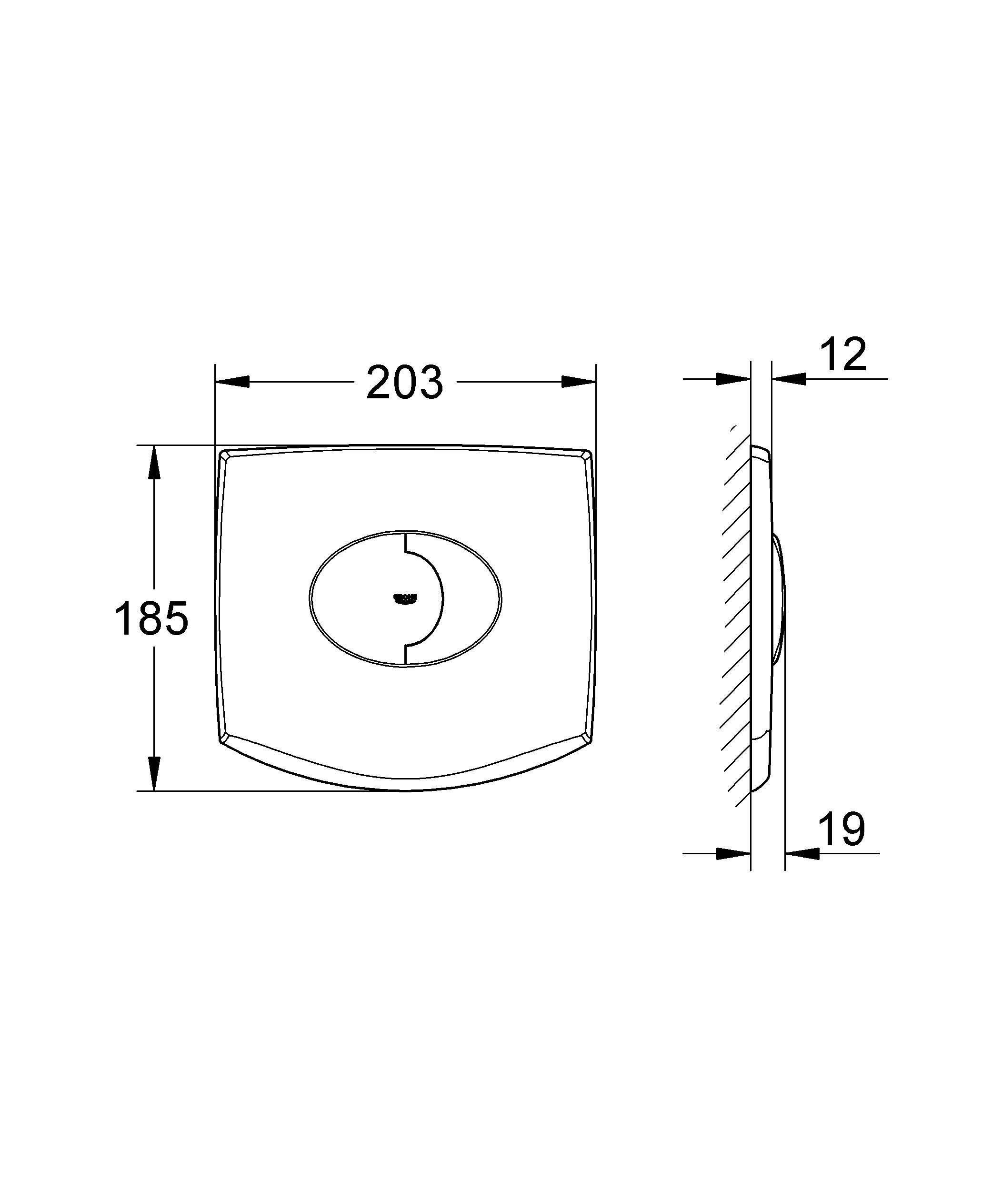 Панель смыва для унитаза GROHE Chiara, горизонтальный монтаж, (3 режима смыва), хром (38540000)