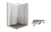 Душевой уголок Ambassador Abner 10011102R-ST10, квадратный, угловой трап, 100х100
