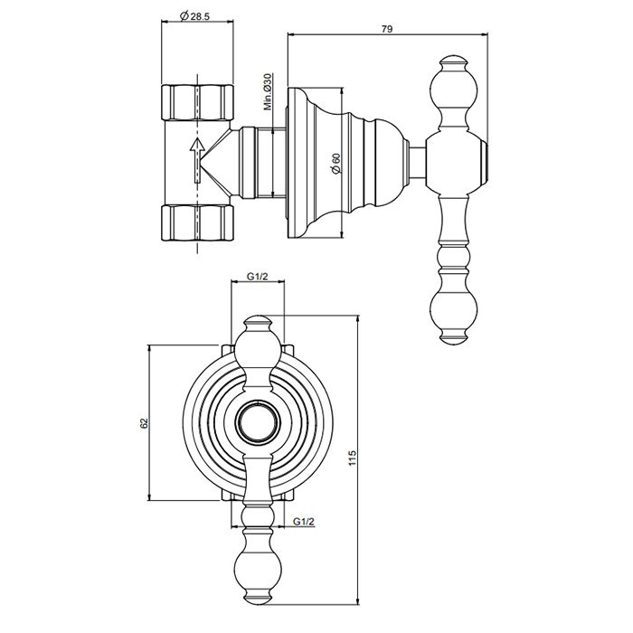 Fima Carlo Frattini Epoque Запорный вентиль 1/2", цвет: золото Fima Carlo Frattini Epoque Запорный вентиль 1/2", цвет: золото