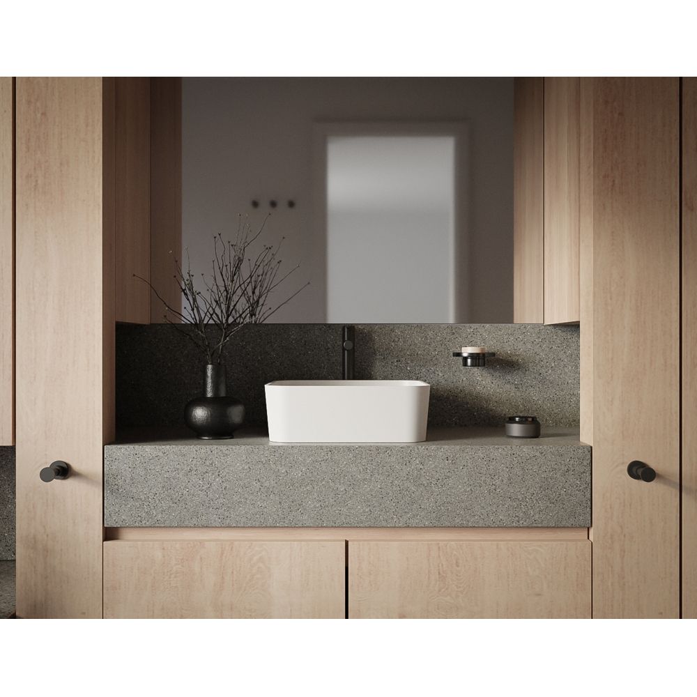 Умывальник WHITECROSS Garnet 40,5x40,5 (белый мат) иск. камень