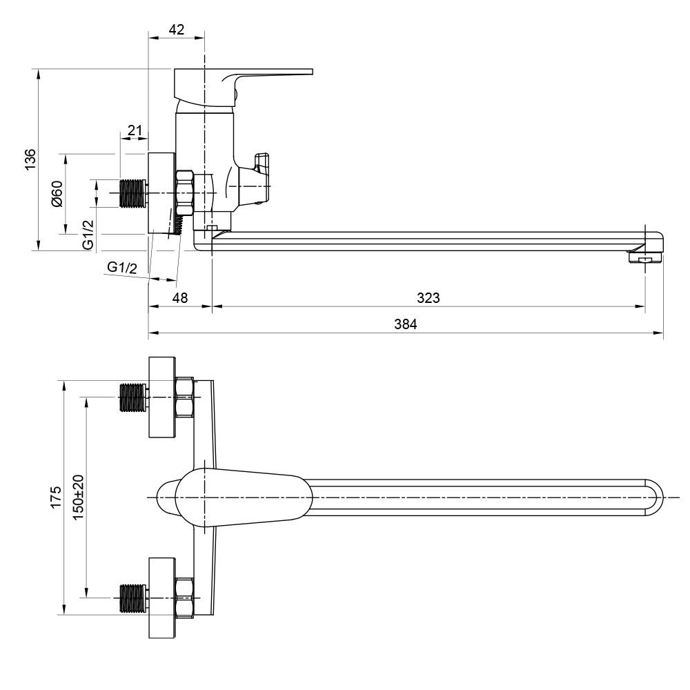 Смеситель для ванны WesnaArt NATUR NAT07-320, хром, артикул NAT07-320