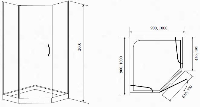 Душевой угол Timo 90*90*200 TL (BY-839/90C), артикул BY-839/90C