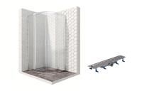 Душевой уголок Ambassador Kingston 14011104-ST6, полукруглый, линейный трап, 90х90