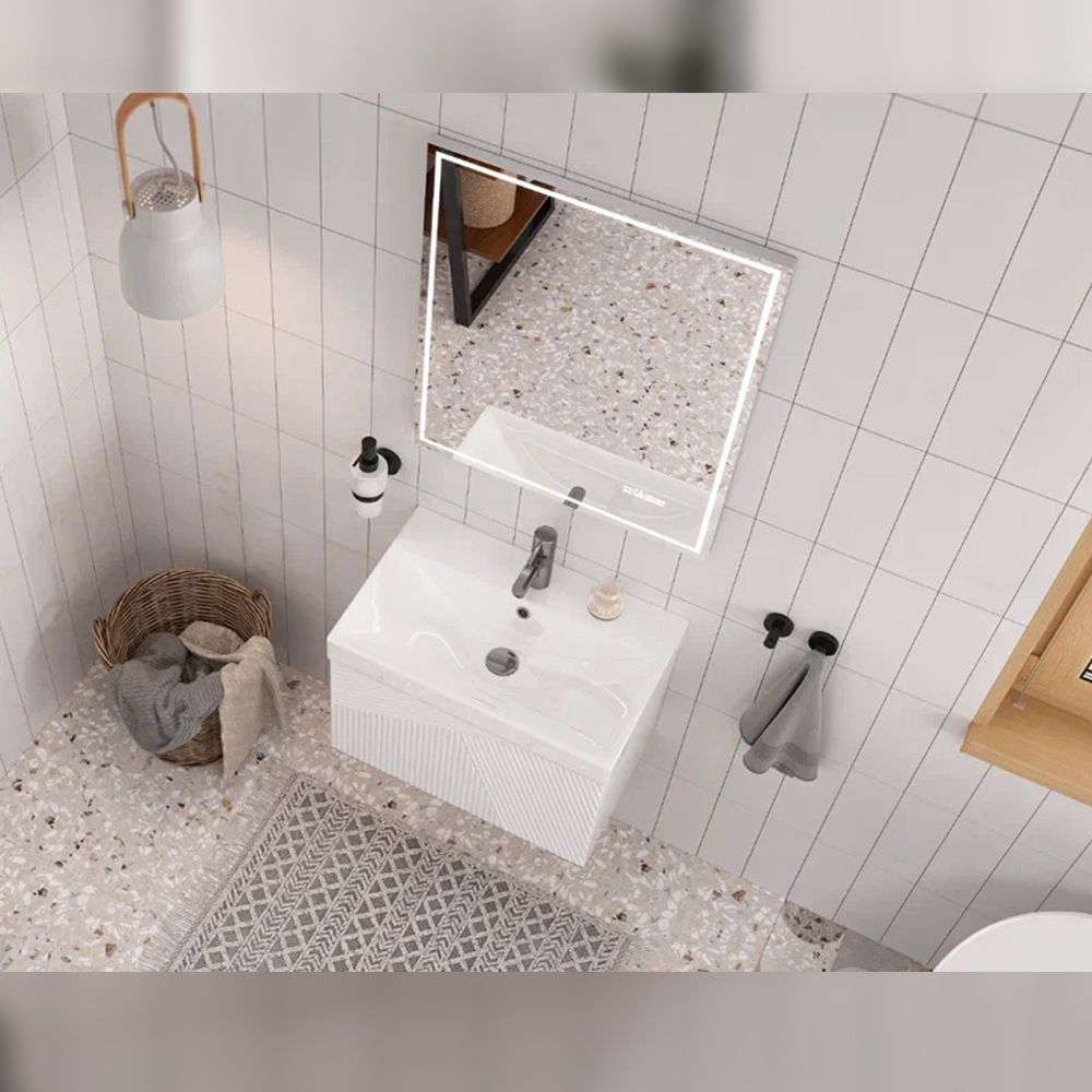 Тумба под раковину подвесная Velvex Edge tp.EDG.9696.60.1Y белый глянец, 60 см, артикул tp.EDG.9696.60.1Y белый глянец