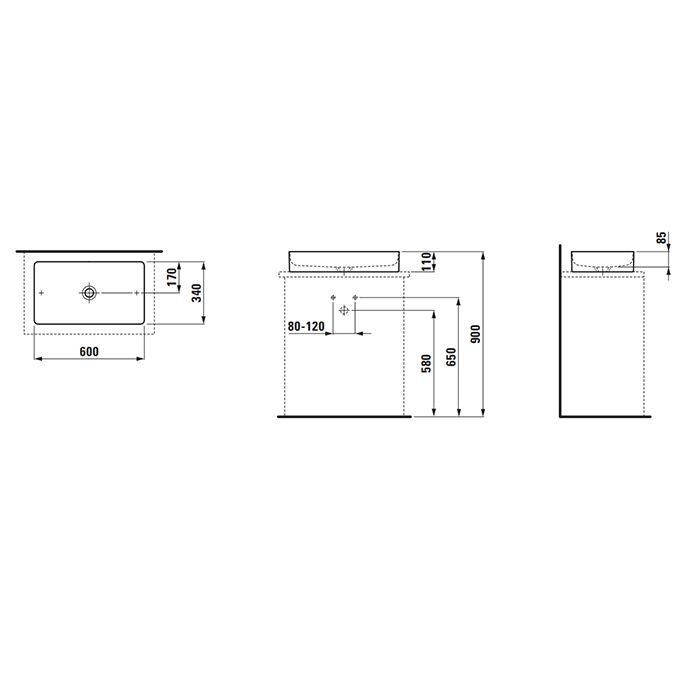 LAUFEN LIVING SQUARE Раковина прямоугольная 600х340х110 мм без отв. под смеситель,без перелива, цвет: белый с покрытием LCC Laufen Clean Coat LAUFEN LIVING SQUARE Раковина прямоугольная 600х340х110 мм без отв. под смеситель,без перелива, цвет: белый с покрытием LCC Laufen Clean Coat