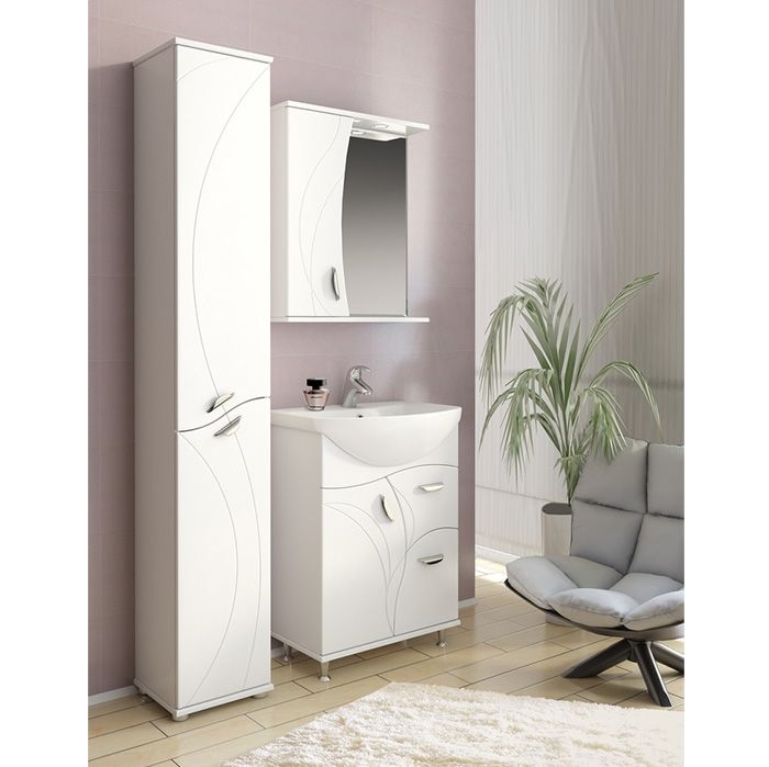 Зеркало со шкафом Vigo Faina 2-60 L с подсветкой Белое