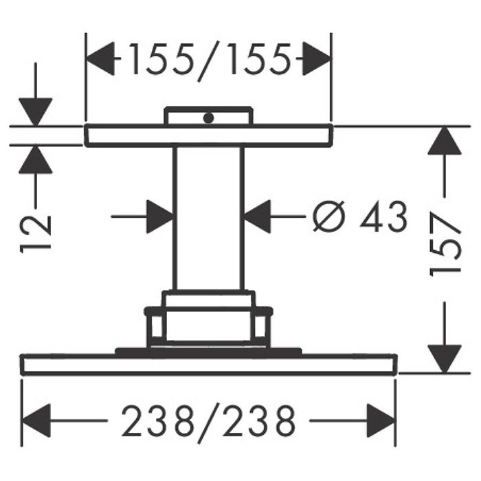 AX ShowerSolution Верхний душ, 250x250мм, 1jet, с  держателем 100мм, потолочный монтаж, цвет: хром AX ShowerSolution Верхний душ, 250x250мм, 1jet, с  держателем 100мм, потолочный монтаж, цвет: хром