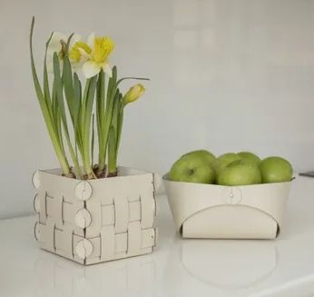 ADJ Корзинка Flora, 20x20xH9 см., цвет: панна котта/белый