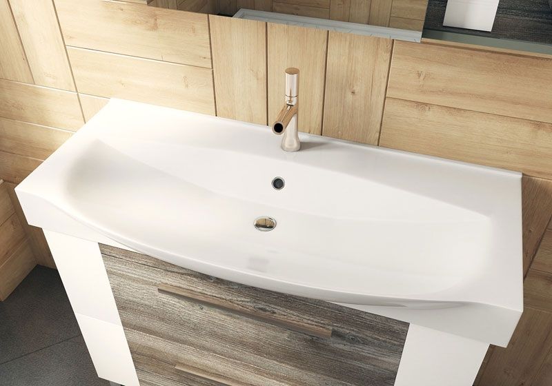 Тумба под раковину Vigo Leo 85 Белая Сонома темная