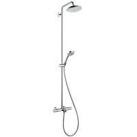 HG Croma Душевая система Showerpipe: верхний душ 220 1jet, ручной душ, термостат для ванны, штанга для душа, держатель, излив 186мм, цвет: хром HG Croma Душевая система Showerpipe: верхний душ 220 1jet, ручной душ, термостат для ванны, штанга для душа, держатель, излив 186мм, цвет: хром
