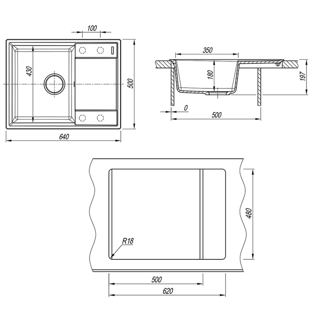 Кухонная мойка Florentina КОНСУЛ 23.020.C0640.302, антрацит, артикул 23.020.C0640.302