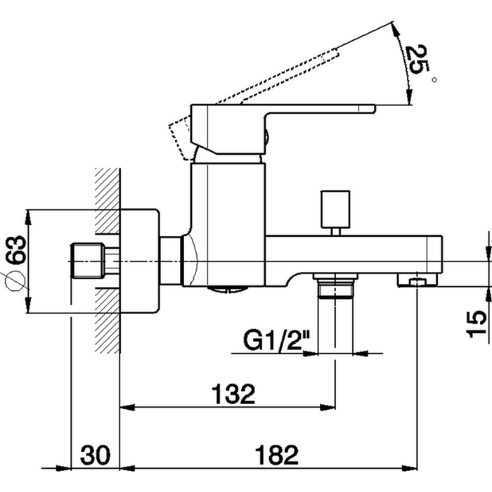 CISAL Roadster Смеситель однорычажный настенный для ванны/душа, цвет хром
