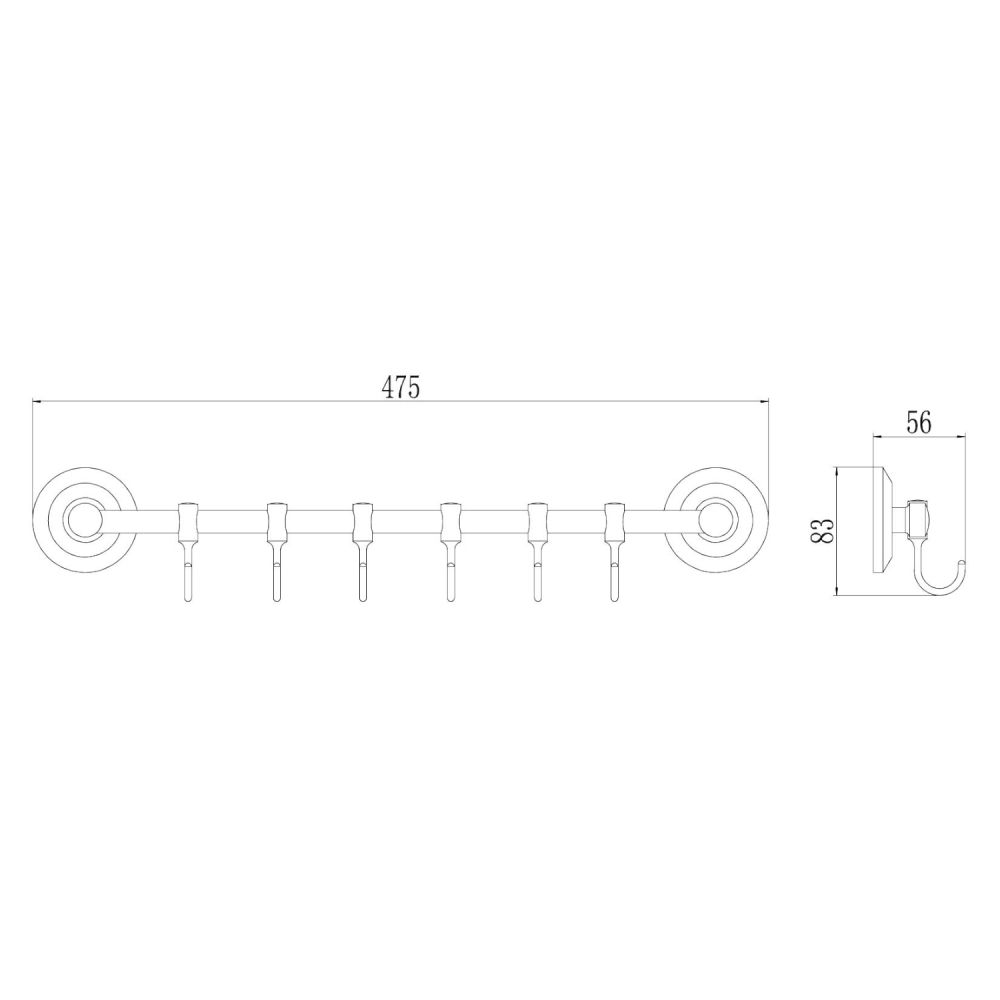 Планка с крючками Savol S-007176, хром