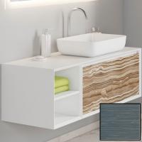 Тумба под раковину SanVit Стайл 120 R kstyle120 с фактурой под дерево подвесная Шелк Сталь