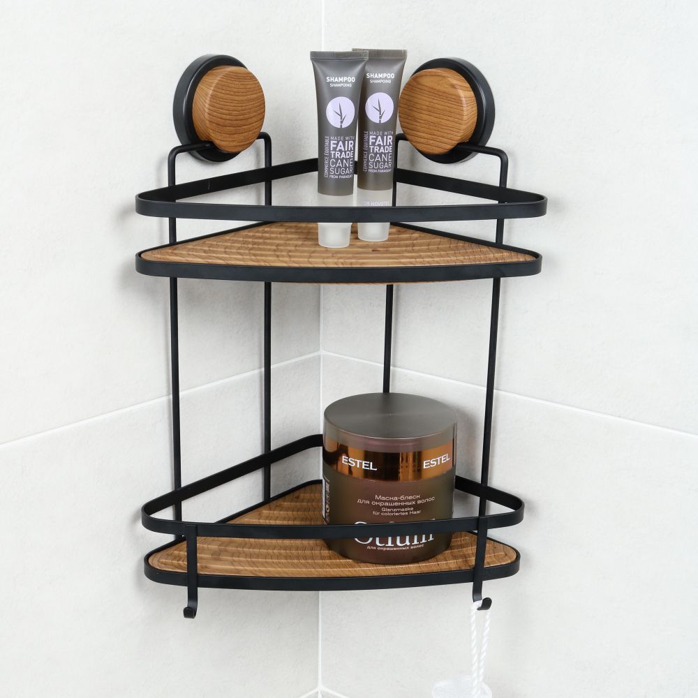 Полка металличеcкая угловая FIXSEN MAGIC  FX-940B-2, черный/коричневый