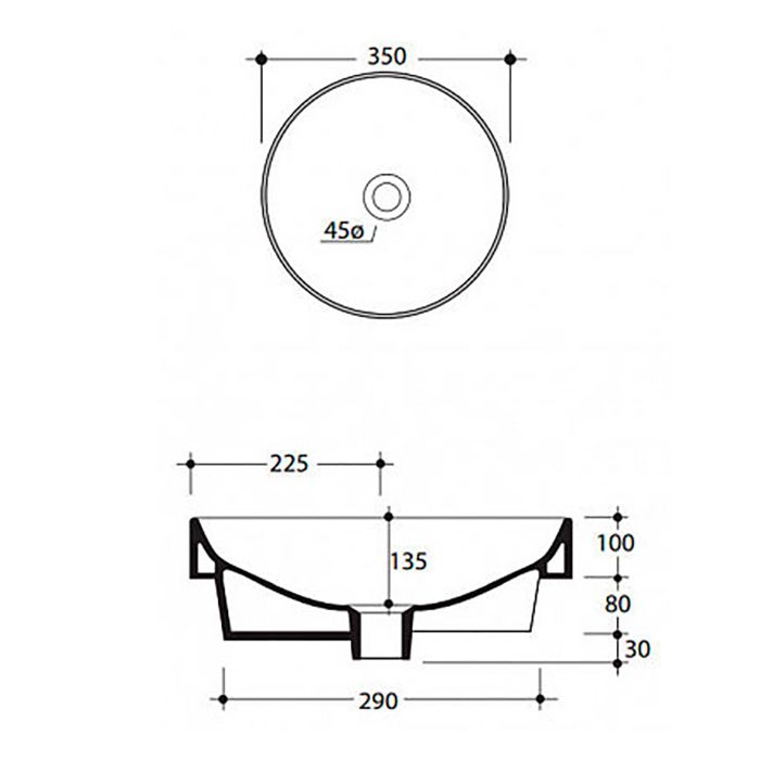 Kerasan Cento Умывальник накладной или встраиваемый  D=35см, цвет белый