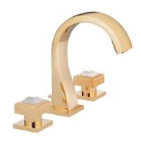 THG MASQUE DE FEMME METAL GRAVE Смеситель для раковины на 3 отверстия, с донным клапаном, цвет полированное золото