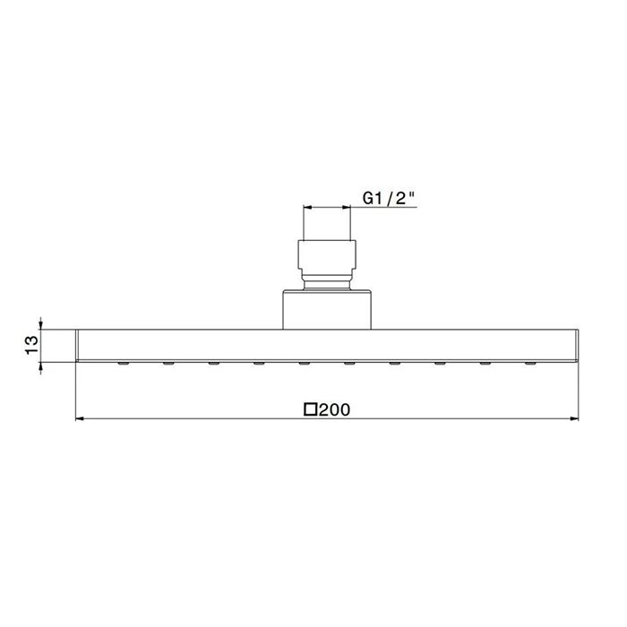 Латунная верхняя квадратная душевая лейка FUTURA «тропический дождь, без кронштейна, матовый черный