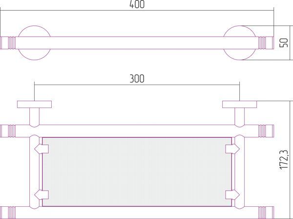 Полка КАНЬОН стеклянная / L 400 (Без покрытия)