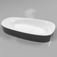 Умывальник WHITECROSS Moonstone F 70x35 (черный/белый глянец) иск. камень